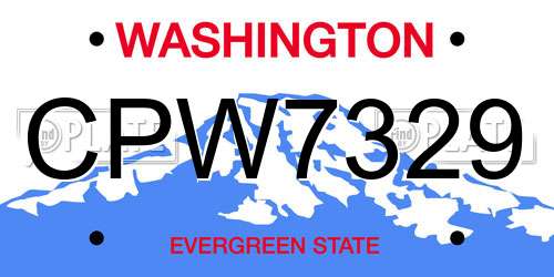 CPW7329 Washington License Plate