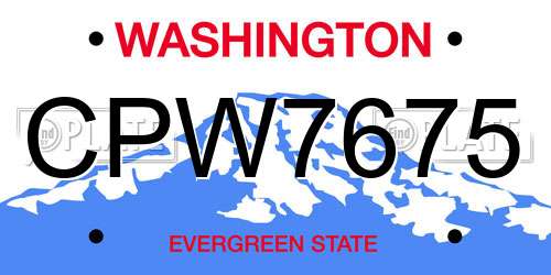 CPW7675 Washington License Plate
