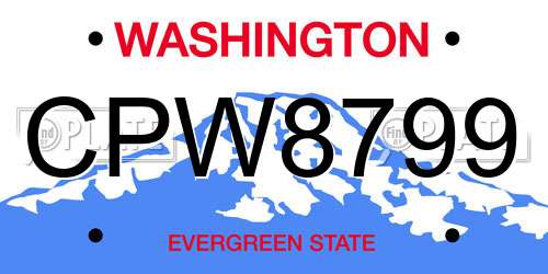 CPW8799 Washington License Plate