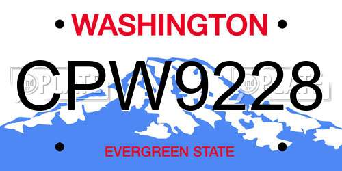 CPW9228 Washington License Plate