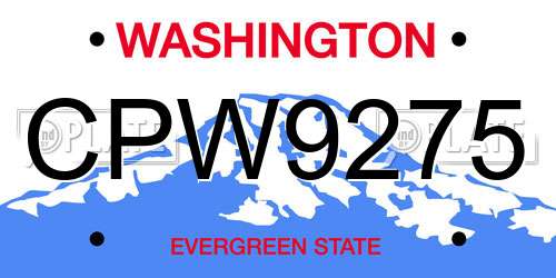 CPW9275 Washington License Plate