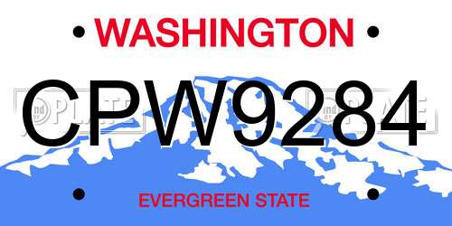 CPW9284 Washington License Plate