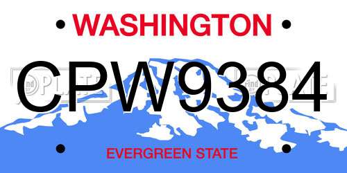 CPW9384 Washington License Plate