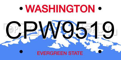 CPW9519 Washington License Plate