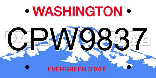 CPW9837 Washington License Plate
