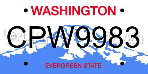 CPW9983 Washington License Plate