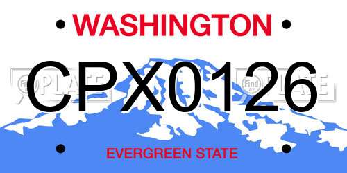 CPX0126 Washington License Plate