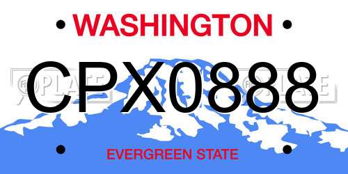 CPX0888 Washington License Plate