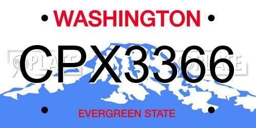 CPX3366 Washington License Plate