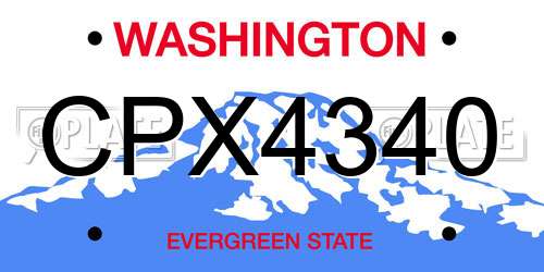 CPX4340 Washington License Plate