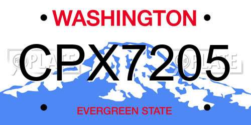 CPX7205 Washington License Plate