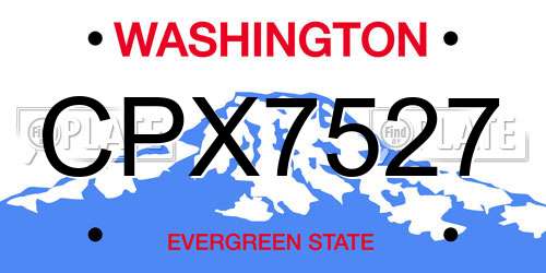 CPX7527 Washington License Plate