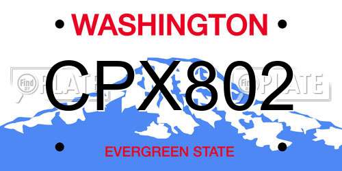 CPX802 Washington License Plate