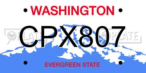 CPX807 Washington License Plate