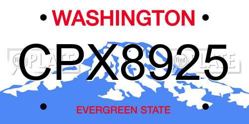 CPX8925 Washington License Plate