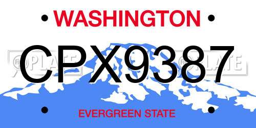 CPX9387 Washington License Plate
