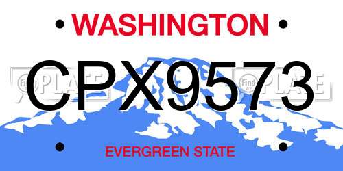 CPX9573 Washington License Plate