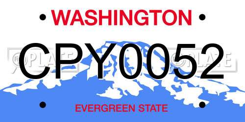 CPY0052 Washington License Plate