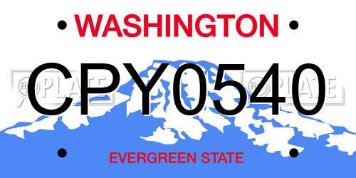 CPY0540 Washington License Plate