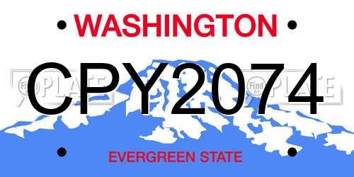 CPY2074 Washington License Plate