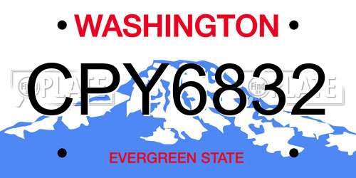 CPY6832 Washington License Plate