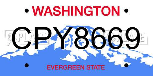 CPY8669 Washington License Plate