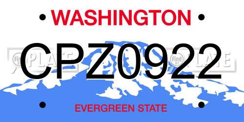 CPZ0922 Washington License Plate
