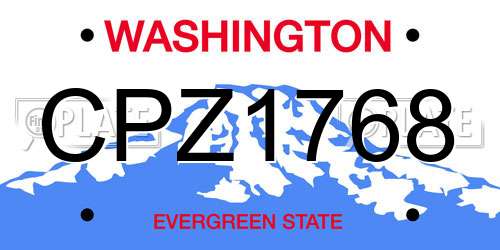CPZ1768 Washington License Plate