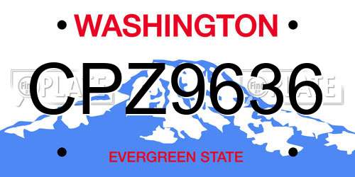 CPZ9636 Washington License Plate