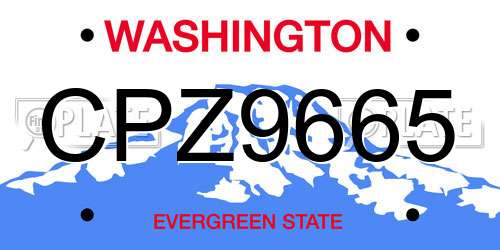 CPZ9665 Washington License Plate
