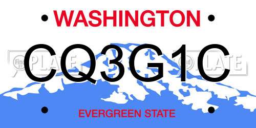 CQ3G1C Washington License Plate