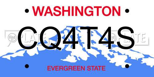 CQ4T4S Washington License Plate