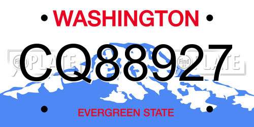 CQ88927 Washington License Plate