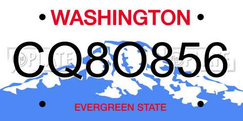 CQ8O856 Washington License Plate