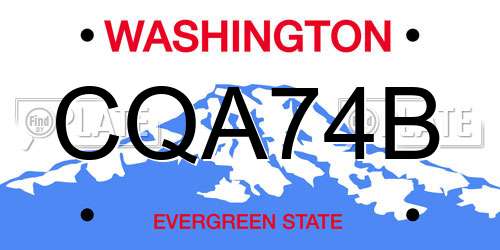 CQA74B Washington License Plate