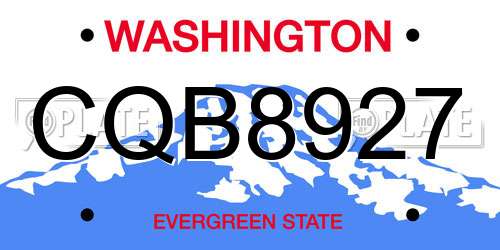 CQB8927 Washington License Plate