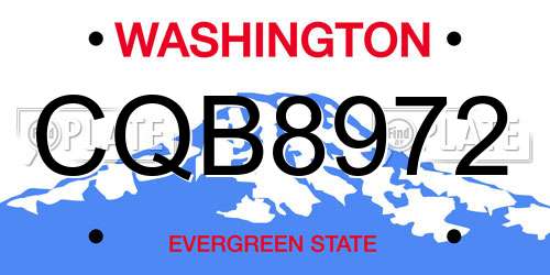 CQB8972 Washington License Plate