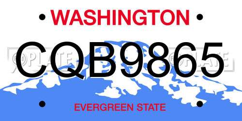 CQB9865 Washington License Plate