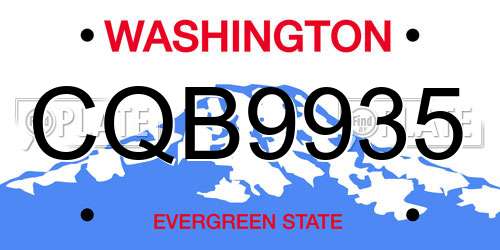CQB9935 Washington License Plate