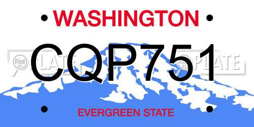 CQP751 Washington License Plate