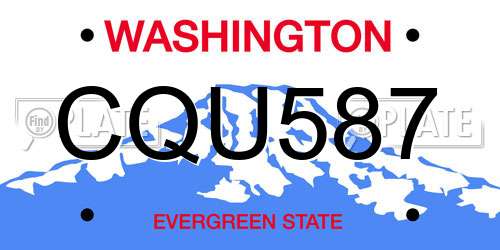 CQU587 Washington License Plate