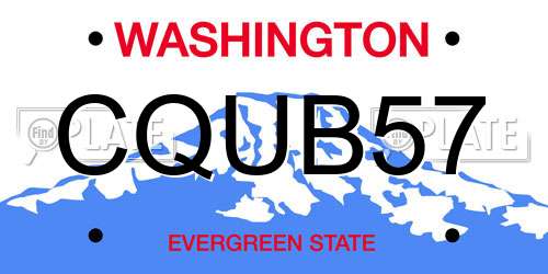 CQUB57 Washington License Plate