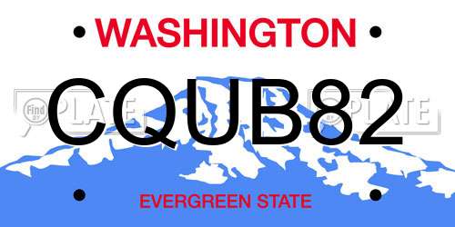 CQUB82 Washington License Plate