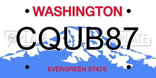 CQUB87 Washington License Plate