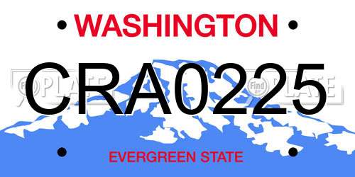 CRA0225 Washington License Plate