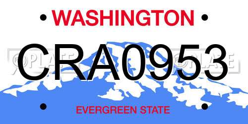 CRA0953 Washington License Plate