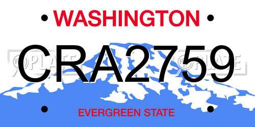 CRA2759 Washington License Plate