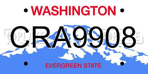 CRA9908 Washington License Plate