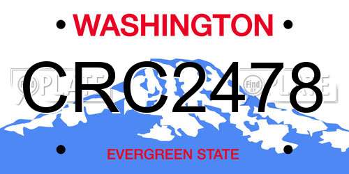 CRC2478 Washington License Plate