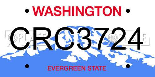 CRC3724 Washington License Plate